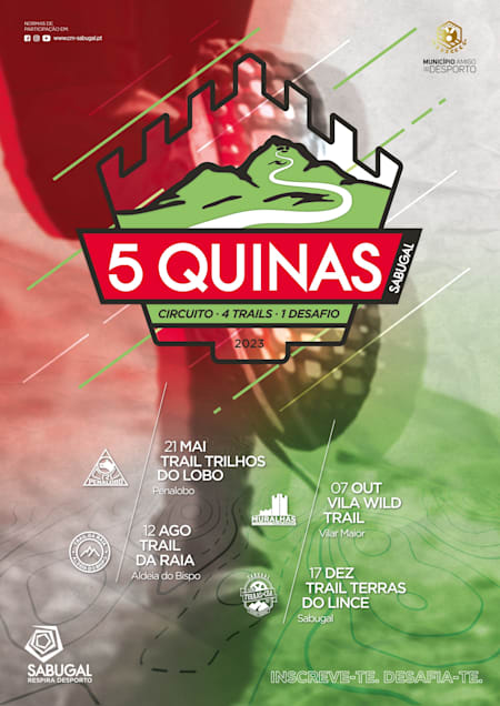 Cartaz do Trail Cinco Quinas, cinco provas em territórios da beira alta